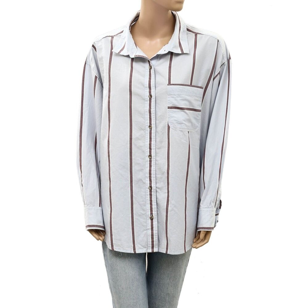 C&C California Women's Buttondown Striped Printed Shirt Top Cotton XL 291753